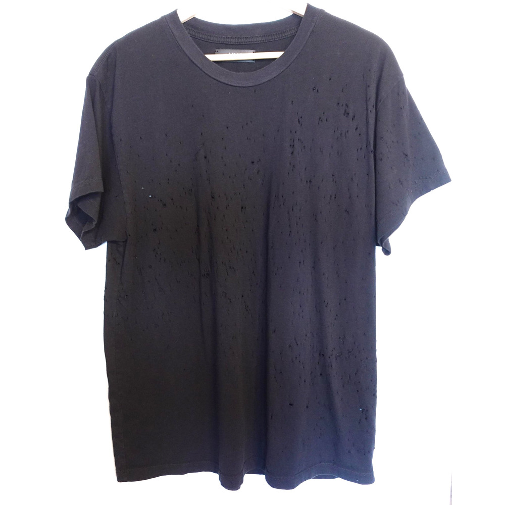 AMIRI Shirt Mens Small‎ Black Distressed Shotgun T Shirt Cotton Crew Streetwear